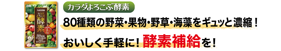 カラダよろこぶ酵素　80種類の野菜・果物・野草・海藻をギュッと濃縮！おいしく手軽に！酵素補給を！